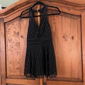 Black and silver one piece tank swim suit